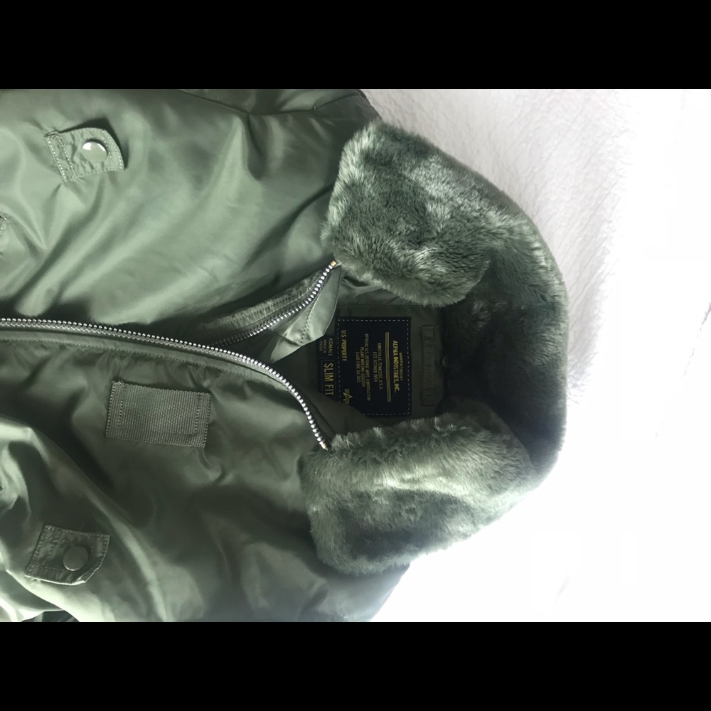 Alpha Industries Faux Fur Bomber Jacket - Picture 6 of 6